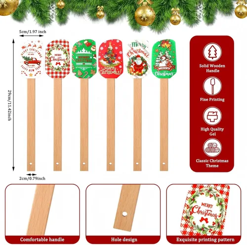 Miniatura 2 de Zhehao Juego de 12 espátulas de silicona para Navidad, resistentes al calor, con bolsillo para hornear, regalos para regalos de Navidad, suministros