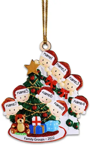 Miniatura 7 de Adorno familiar para árbol de Navidad 2024, adorno colgante para árbol de Navidad de 2024, adorno de familia de 2 nombres, adorno personalizado