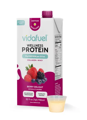 Miniatura 2 de Vidafuel Bebida proteica, 0.56 oz de proteína por inyección de 2 onzas, caja de 32 onzas líquidas, paquete de 2, bayas y cítricos, colágeno y bebida