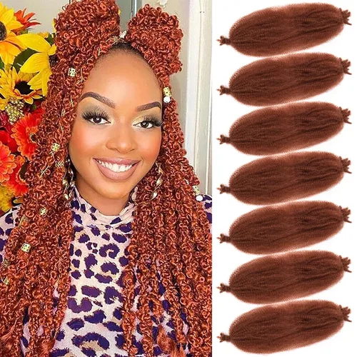 Miniatura 13 de Marley Twist - Cabello trenzado de 16 pulgadas, cabello afro trenzado elástico, paquete de 7 paquetes, cabello rizado rizado ombré, marrón Marrón