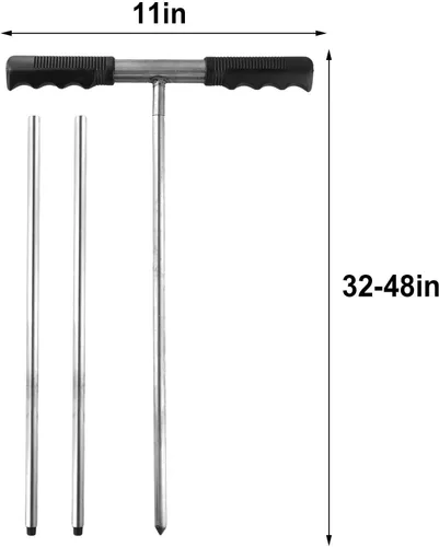 Miniatura 2 de Stainless Steel Soil Probe Rod 32-48 Inch Adjustable Length With Comfortable Handle For Locating Septic Tanks And Underground Pipes