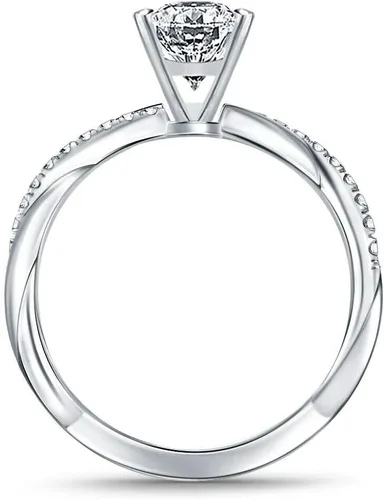 Miniatura 3 de RINGJEWEL Anillo de compromiso chapado en plata de moissanita blanca de corte ovalado para mujer