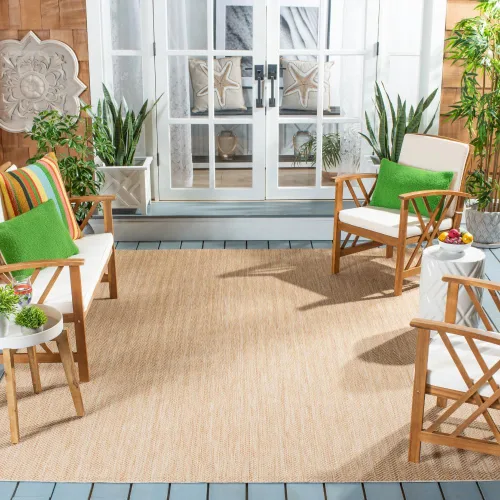 Miniatura 90 de SAFAVIEH Alfombra Lavable para Exteriores Colección Courtyard - Pasillo de 2'3" x 6'7", Azul Marino y Gris, No Desprende Pelusa y Fácil Limpieza