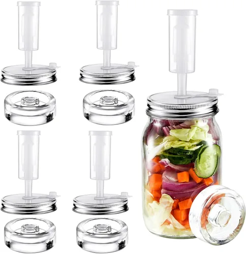 Tessco for you Juego de 4 juegos de fermentación, tapas y pesas de fermentación de boca ancha, esclusas de aire y anillos de silicona para hacer y