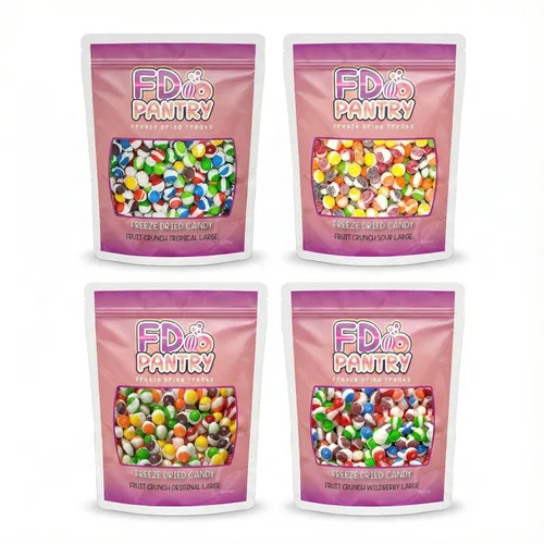Paquete variado de dulces liofilizados, Fruit Crunch, 16 onzas (paquete de 4), Original, Wildberry, Sour, Tropical, combo surtido, bolsa de regalo