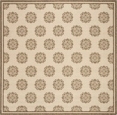 Miniatura 3 de SAFAVIEH Alfombra lavable al aire libre Linden Collection – 6'7" cuadrada, crema y beige, no desprende pelusa y fácil de limpiar, ideal para patio