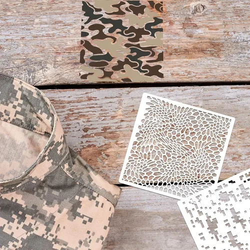 Miniatura 5 de Outus 9 plantillas con estampado de camuflaje, plantillas de pintura de camuflaje, plantillas de patrón de hierba reutilizables, camuflaje verde