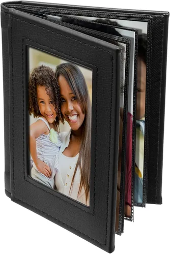 Neil Enterprises Inc. Álbumes de fotos de piel sintética negra de 4 x 6 pulgadas, capacidad para 24 fotos, paquete de 24