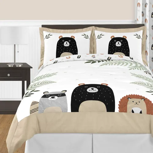 Miniatura 9 de Sweet Jojo Designs Juego de edredón de bosque forestal con animales para niños y niñas, unisex, tamaño Queen, edredón de tamaño completo para niños