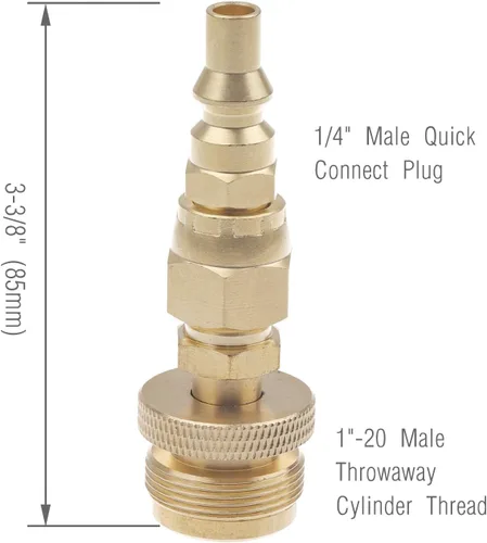 Miniatura 4 de Adaptador regulador de eliminación de propano de 1 libra con enchufe de desconexión de conexión rápida de 1/4 pulgadas, para parrilla de barbacoa