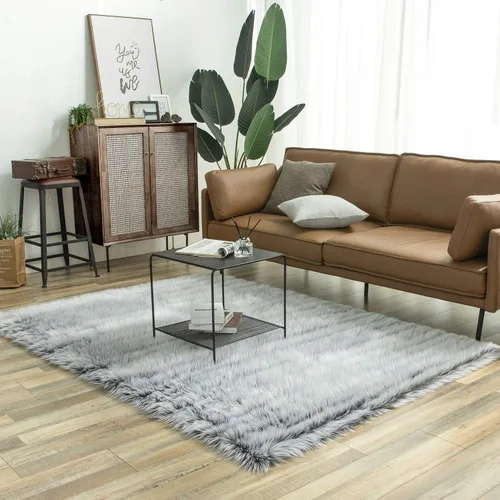 Miniatura 109 de Ashler Home Deco - Tapete de pelo sintético de oveja, mullido, suave, de 2 x 3 pies, lavable a máquina, dormitorio, habitación de los niños, sala