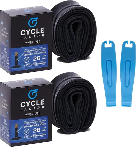 Cycle Factor - Tubo interior de bicicleta híbrida de montaña de 26 pulgadas, repuesto de 26 x 1.75/2.3 pulgadas, válvula Schrader de 1.378 in,