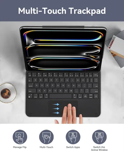 Miniatura 8 de AUSDOM Funda para iPad Pro de 11 pulgadas con teclado (M5/M4, 2025/2024), funda de teclado para iPad Pro de 11 pulgadas (M4) con soporte magnético