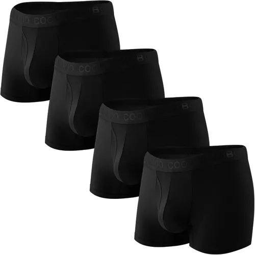 BAMBOO COOL Ropa interior para hombre, calzoncillos tipo bóxer con soporte en forma de U, ropa interior de bambú (paquete de 4)