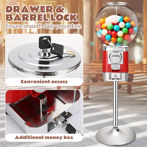 Miniatura 6 de Simgoing Máquina expendedora con soporte de metal, máquinas expendedoras de cápsulas de monedas comerciales, máquina de chicles de centavo