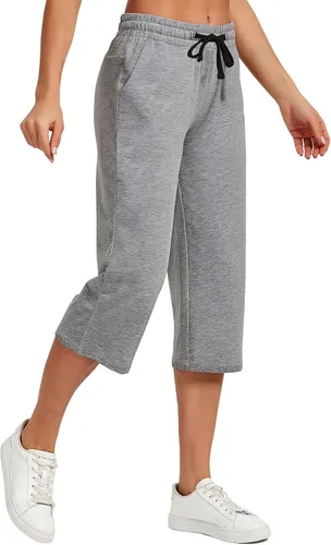 Miniatura 2 de SPECIALMAGIC Pantalones capri de algodón para mujer, pantalones de pijama de pierna ancha, pantalones capri deportivos