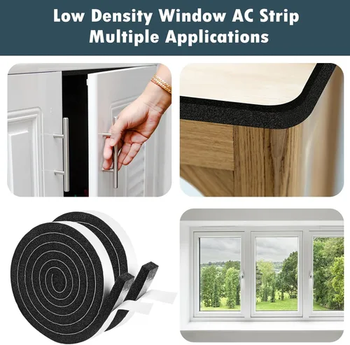 Miniatura 6 de YIJUHOU Burlete Sellado de Puerta Sellado de Ventana Aire Acondicionado Aislamiento Cinta de Sellado de Espuma de Celda Abierta Negra Tira