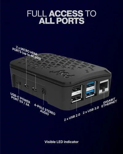 Miniatura 7 de Funda de plástico Argón Poly+ Funda de plástico Raspberry Pi 4 con ventilador controlable PWM y disipador de calor Parte superior extraíble