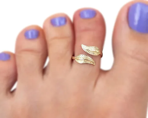 Miniatura 5 de Handmade Silver Leaf Wrap Adjustable Toe Ring, 925 Sterling Silver, Classic Floral Open Toe, Pinky or Knuckle Rings for Women, foot bare jewelry