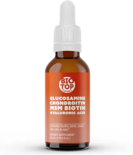 Glucosamina líquida, condroitina, MSM, biotina, ácido hialurónico, fórmula todo en uno para una buena salud de articulaciones, huesos, cabello, piel