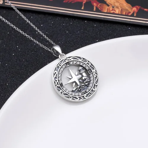 Miniatura 22 de Alphm Collar con colgante vikingo de plata esterlina S925 para hombres y mujeres, joyería de viaje para graduación, amistad, talismán, joyería
