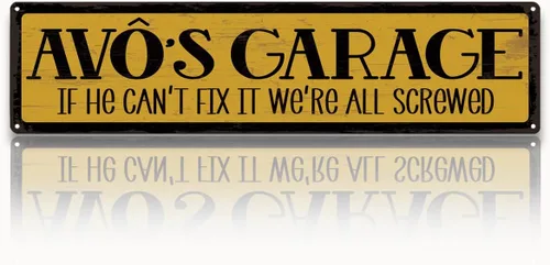 Miniatura 7 de Metal Fathers Day Gift, Retro Metal Tin Sign, Man Cave Decor, Papa's Garage, If He Can't Fix It We're Screwed, Garage Workshop Decor, Gift for Papa