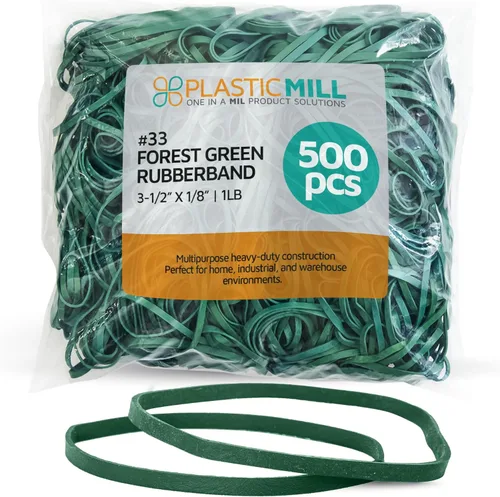 Miniatura 25 de PlasticMill Bandas de goma verde oscuro tamaño 33 (3 1/2" x 1/8") - #33 Bandas de goma de colores suministros de oficina - Bandas fuertes