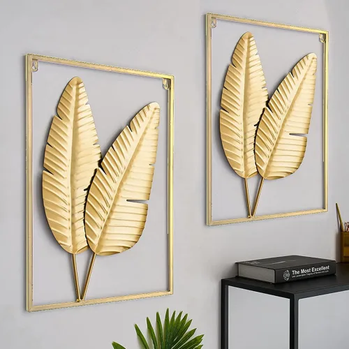 Miniatura 8 de HKaikzo Juego de 2 decoraciones de pared de elefante dorado, esculturas 3D grandes de metal africano para sala de estar, decoración de animales
