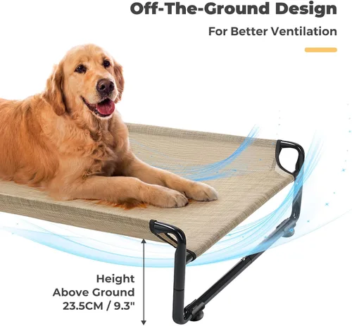 Miniatura 4 de Veehoo Cama elevada para perros al aire libre, camas elevadas para perros grandes, cuna lavable con reposacabezas laterales, patas antideslizantes