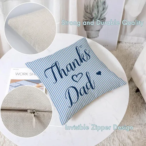 Miniatura 2 de YeeJu Juego de 4 fundas de almohada para el Día del Padre de 16 x 16 pulgadas, fundas de almohada con texto en inglés "I Love Dad", fundas
