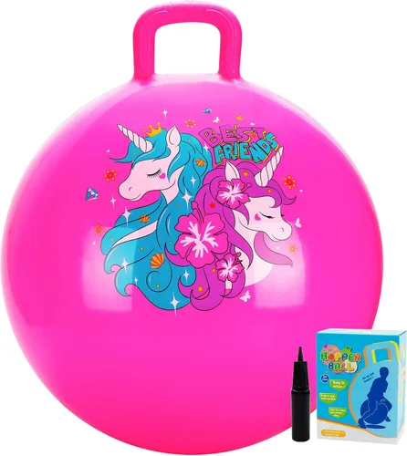 Miniatura 11 de U&C Planet Hoppity - Bola inflable de 18 pulgadas con asa para niños de 3 a 6 años Hoppity Hop Sit and Bounce Jumping Hopping con bomba y caja