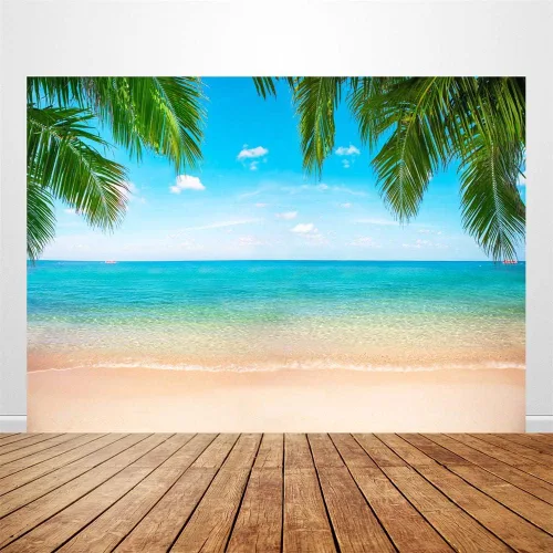 Miniatura 5 de Fondo de playa y océano, fondo tropical hawaiano, fotografía de verano, fotografía de Luau, decoraciones de fiesta temática de Ladvis 82.7 x 59