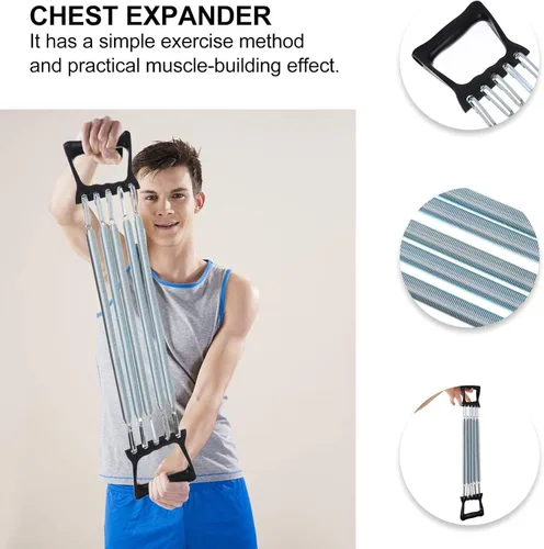Miniatura 4 de Abaodam Expansor de pecho 5 bandas de resistencia para ejercicio muscular de mano para el hogar, gimnasio, entrenamiento de hombro, equipo de fitness