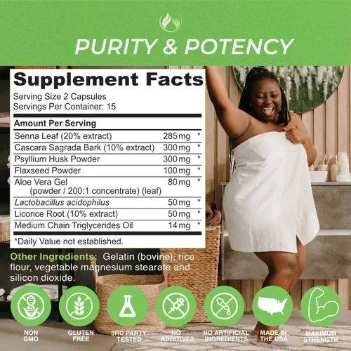 Miniatura 10 de Limpiador de colon Detox. Premium 15 días de acción rápida de desintoxicación píldoras de dieta, probióticos, fibra, laxantes naturales para aliviar