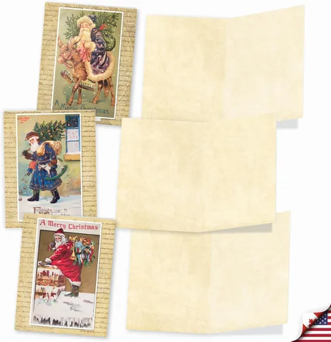 Miniatura 3 de The Best Card Company - Caja de 10 tarjetas de Navidad en blanco - Surtido de Papá Noel, adornos y tarjetas navideñas con sobres (4 x 5.12 pulgadas)