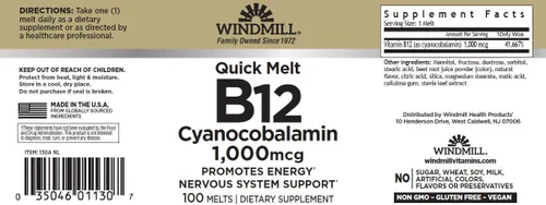 Miniatura 2 de Windmill B-12 1000 Mcg Tabs 100's Windmill *New Quick-melt*, surtido
