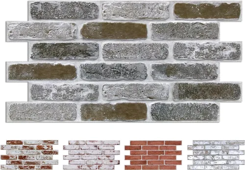 Miniatura 17 de COMSTICKC 3D Whitewash Faux Brick Wall Panel Peel and Stick Wall Covering, 12 Pcs of 22.8" x 11.8", 3D Brick Wall Stickers, UrltraLight PVC Self