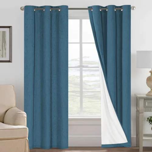 Miniatura 66 de H.VERSAILTEX Cortinas opacas de lino de 72 pulgadas de largo, 100% absolutamente opacas, con aislamiento térmico, con textura de lino, cortinas