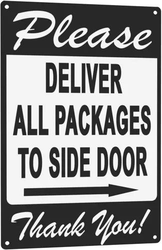 Miniatura 10 de Letrero de metal rústico vintage de 8 x 12 pulgadas – Please Leave Packages Here with Finger Flecha Retro Advertencia, Cita, Decoración de pared