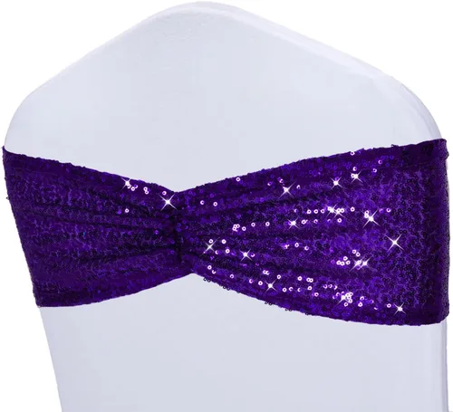 Miniatura 10 de Poise3EHome Bandas de silla de lentejuelas negras, bandas para sillas plegables para decoraciones de boda, ceremonia, banquete, 10