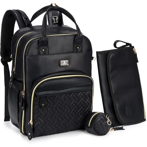 Miniatura 13 de Dikaslon - Mochila para pañales con cambiador portátil, funda para chupete y correas para cochecito, bolsas de bebé unisex grandes para niños y Azul