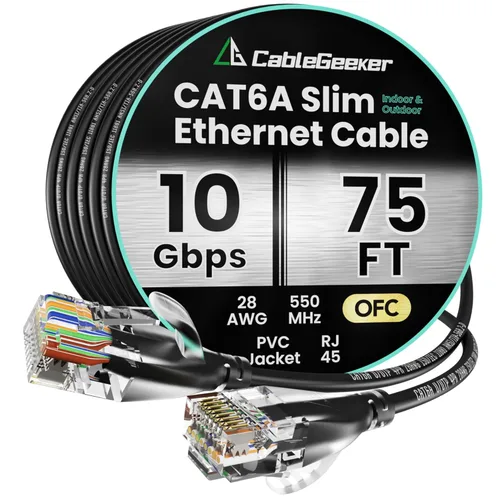 Miniatura 14 de Cable Ethernet Cat 6 de 100 pies, para interiores y exteriores, red de Internet de alta velocidad de 10 Gbps, cable de conexión Ethernet plano