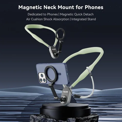 Miniatura 2 de TELESIN Montura Magnética para Cuello para Teléfonos, Soporte para Teléfono Celular Colgante en el Cuello POV/Vlog Selfie Collar Manos Libres Correa