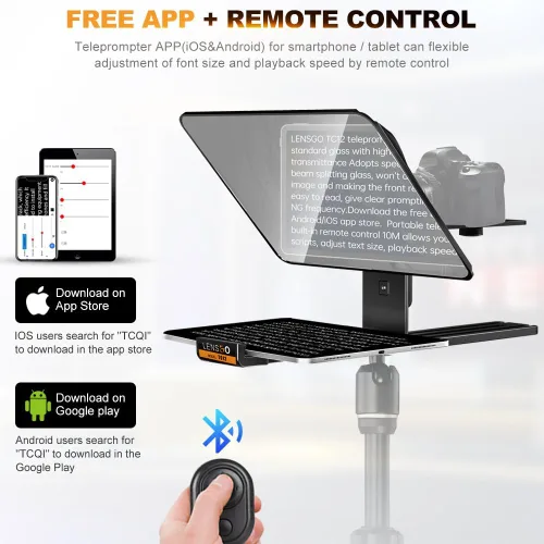 Miniatura 4 de LENSGO Teleprompter de aluminio de 14.5 pulgadas para iPad Tablet, cámaras DSLR con control remoto, aplicación compatible con iOS/Android, indicador