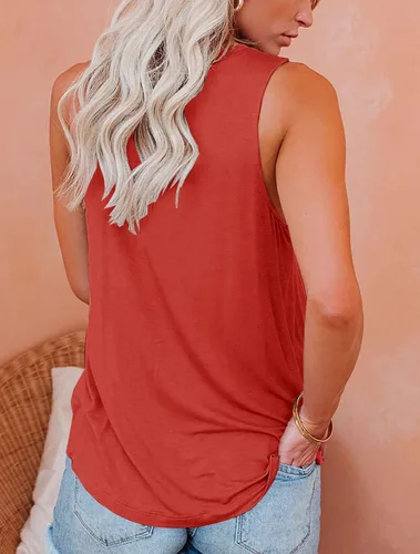 Miniatura 24 de JAWINT Camisetas casuales sin mangas para mujer, cuello redondo, sin mangas, holgadas, holgadas