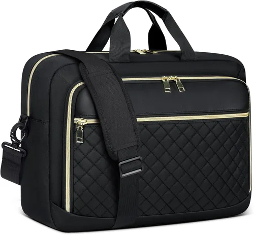 Miniatura 10 de NEWHEY Bolsa para laptop de 17.3 pulgadas, maletín para computadora portátil para mujeres y hombres, bolsa de hombro impermeable, bolsa de mensajero