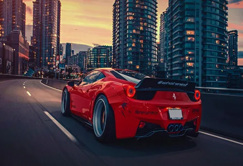 Coche deportivo rojo de 1000 piezas para adultos, rompecabezas de paisaje, rompecabezas de estilo artístico, regalos de bricolaje, pintura mural,