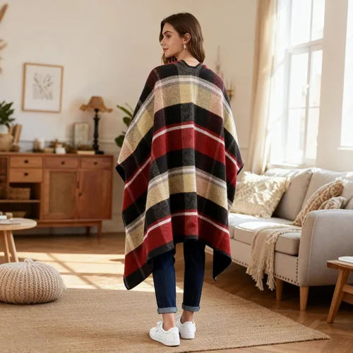 Miniatura 64 de Poncho chal para mujer, suéteres suaves y cálidos para mujer, parte delantera abierta, poncho de viaje para otoño, invierno y primavera