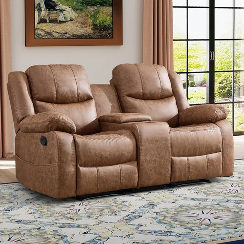Miniatura 22 de EBELLO Juego de sofá reclinable manual de 2 piezas, juego de sofá reclinable de piel sintética para sala de estar, incluye sofá reclinable de dos
