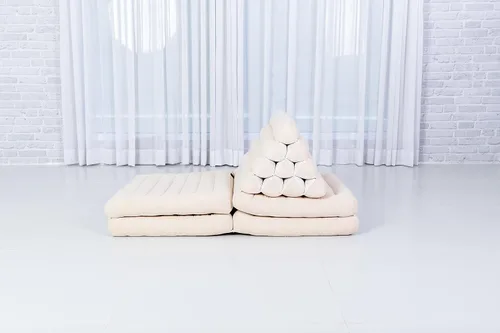 Miniatura 7 de Leewadee Cómodo colchón japonés de suelo, cama tailandesa con cojín triangular, colchón futón, tapete de masaje tailandés XL extra largo, 89 x 20